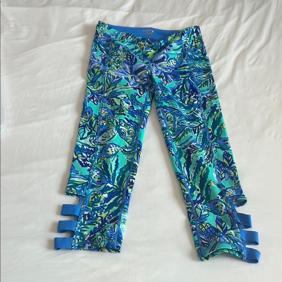 Lilly Pulitzer Weekender Cropped Leggings 21" Bennet Blue Sneak a Beak Medium - Picture 4 of 16